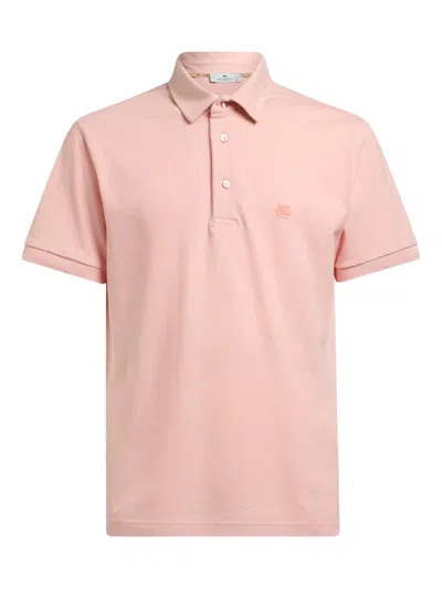 Etro Short-sleeve Embroidered Polo Shirt In Pink