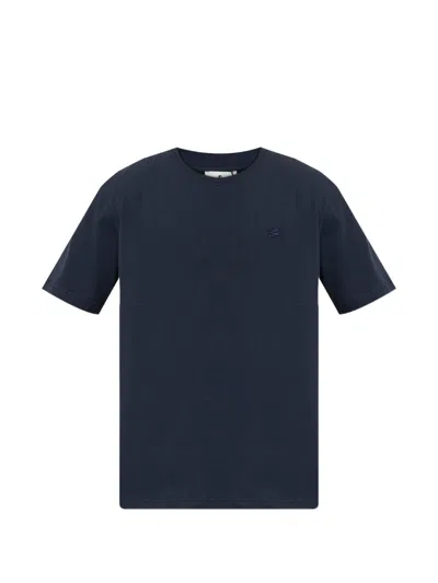 Etro Pegaso Embroidery Cotton Crew Neck T Shirt In Blue