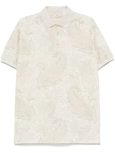 Etro Short Sleeve Paisley Pattern Polo Shirt In Neutral