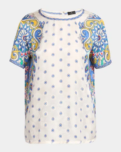 ETRO SHORT-SLEEVE PAISLEY-PRINT TOP