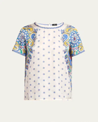 ETRO SHORT-SLEEVE PAISLEY-PRINT TOP