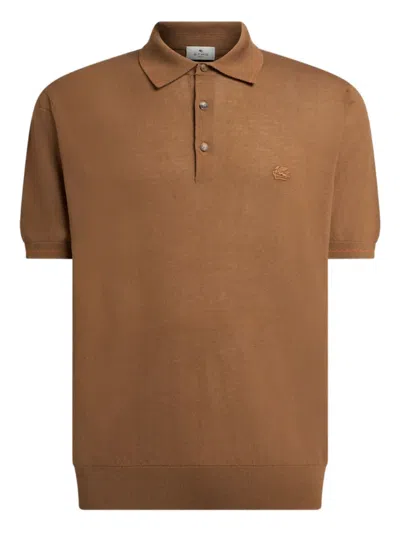 Etro Short-sleeve Polo Shirt In Brown