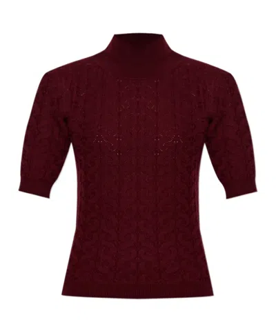 Etro Short Sleeve Sweater In Burgundy