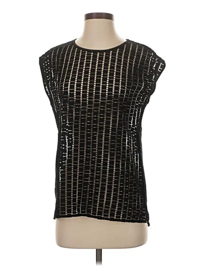 Pre-owned Etro Short Sleeve Top Black Metallic Pattern Square Neckline Tops