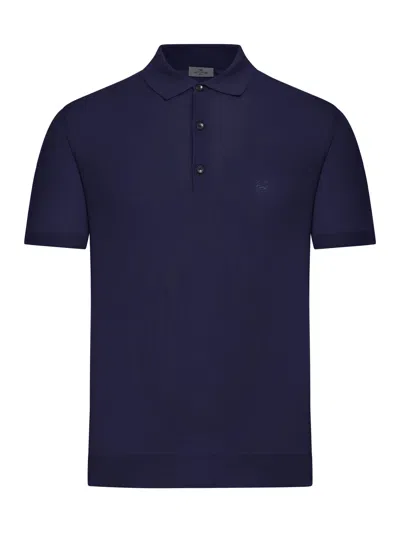 Etro Men Short-sleeved Cotton Polo Shirt In Blue