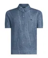Etro , Knit Polo-shirt With Paisley Print, Man, Navy Blue, Size M In Blue