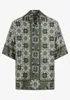Etro Floral-print Silk Shirt In Green