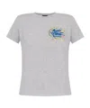 Etro Embroidered Cotton Graphic Print T-shirt In Gray