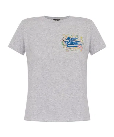 ETRO ETRO PEGASO EMBROIDERED CREWNECK T-SHIRT