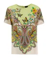 Etro Signature Print Silk T-shirt In Nude