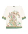 Etro Paisley Bordura Cotton T-shirt In Multicolor In White