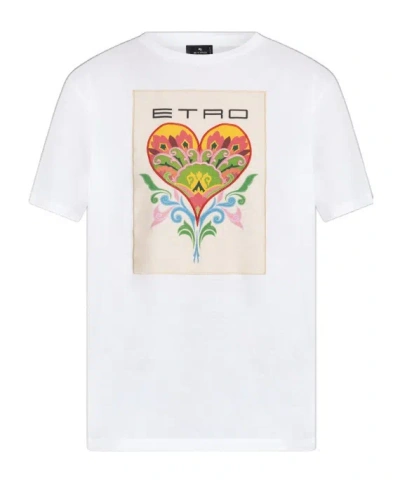 ETRO ETRO MOTIF EMBROIDERED CREWNECK T-SHIRT