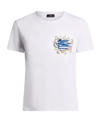 ETRO ETRO PEGASO EMBROIDERED CREWNECK T-SHIRT