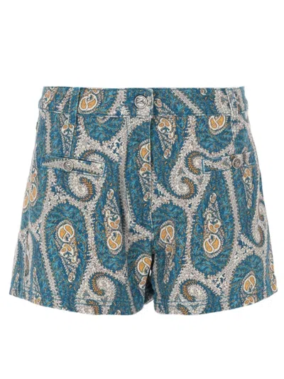 Etro Shorts Con Stampa Paisley In Green
