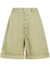 Etro Women's High Waist Cotton Bermuda Shorts In Verde
