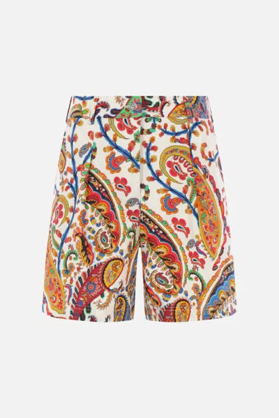 Etro Printed Cotton Shorts In Multi
