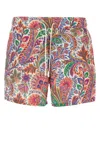 Etro Printed Shorts Elastic Waistband Side Pockets In Multi