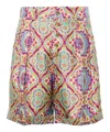 Etro Pleated Printed Silk-twill Shorts In Multicolor