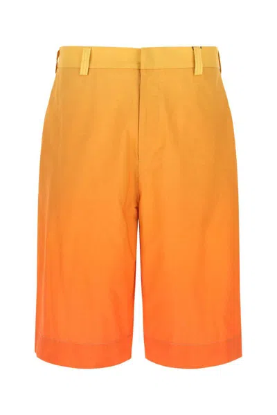 Etro Faded Cotton Bermuda Shorts In Orange