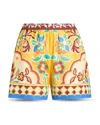 Etro Printed Cotton And Silk Shorts In Yellow