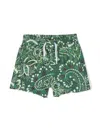 ETRO SHORTS WITH GREEN PAISLEY PRINT