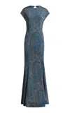 Etro Short-sleeve Maxi Dress In Blue