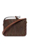 Etro Threading Leather Trim Paisley Shoulder Bag