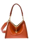ETRO 'VELA' RED SHOULDER BAG WITH THREAD WORK IN LEATHER WOMAN