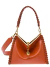ETRO VELA RED SHOULDER BAG WITH THREAD WORK IN LEATHER WOMAN