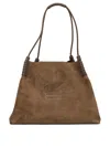 Etro Medium Libra Braided-handle Suede Tote Bag In Brown