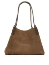 Etro Medium Libra Braided-handle Suede Tote Bag In Brown