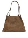 Etro Medium Libra Braided-handle Suede Tote Bag In Brown