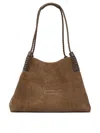 Etro Medium Libra Braided-handle Suede Tote Bag In Brown