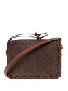 Etro Threading Leather Trim Paisley Shoulder Bag In Multi