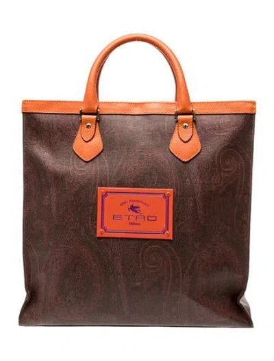 Pre-owned Etro Signature Tote Vintage In Brown