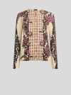 Etro , Silk And Cashmere Cardigan With Floral Paisley Motif, Woman, Beige, Size 50 In Nude