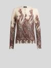 Etro Silk And Cashmere Cardigan With Placed Print In Brown