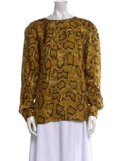 Pre-owned Etro Silk Animal Print Blouse In Yellow