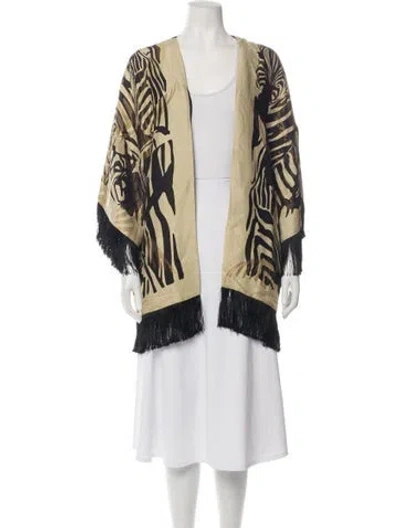Pre-owned Etro Silk Animal Print Jacket In Neutrals