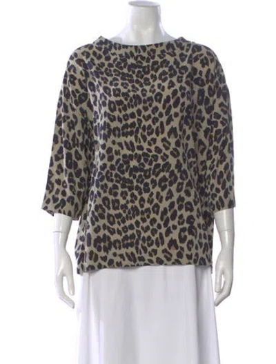 Pre-owned Etro Silk Animal Print Top In Black