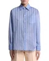 Etro Printed Silk And Striped Cotton-voile Shirt