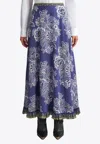 Etro Silk Bandanna Bouquet Maxi Skirt In Light Blue