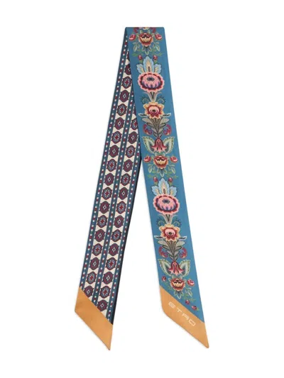 Etro Silk Bandeau In Blue