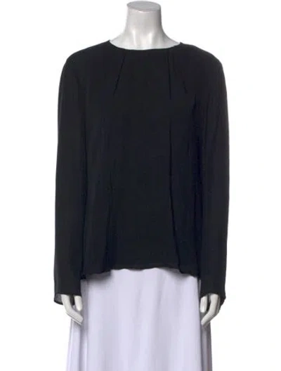 Pre-owned Etro Silk Bateau Neckline Blouse In Black