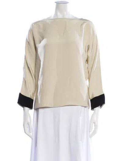 Pre-owned Etro Silk Bateau Neckline Blouse In Neutral
