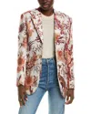 Etro Woman Ivory And Orange Tree Of Life Jacquard Blazer