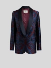 Etro Single-breasted Silk Jacquard Blazer In Burgundy