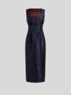 Etro Paisley Jacquard Corset Sheath Dress In Blue