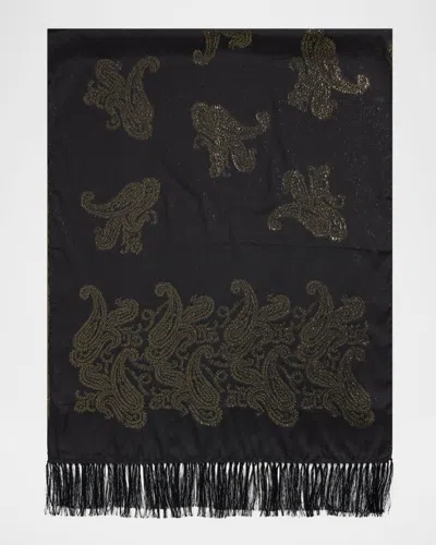 Etro Silk-blend Jacquard Scarf In Black