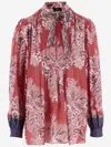 Etro Pintucked Floral-print Cotton And Silk-blend Voile Blouse In Red